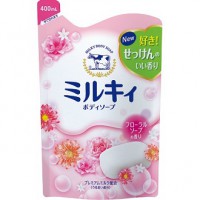 Молочное увлажняющее жидкое мыло для тела с цветочным ароматом Milky Body Soap (мягкая упаковка) 400 мл