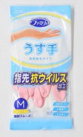 Виниловые перчатки “Family” (тонкие, без внутреннего покрытия, с уплотнением на кончиках пальцев) бело-розовые РАЗМЕР М, 1 пара